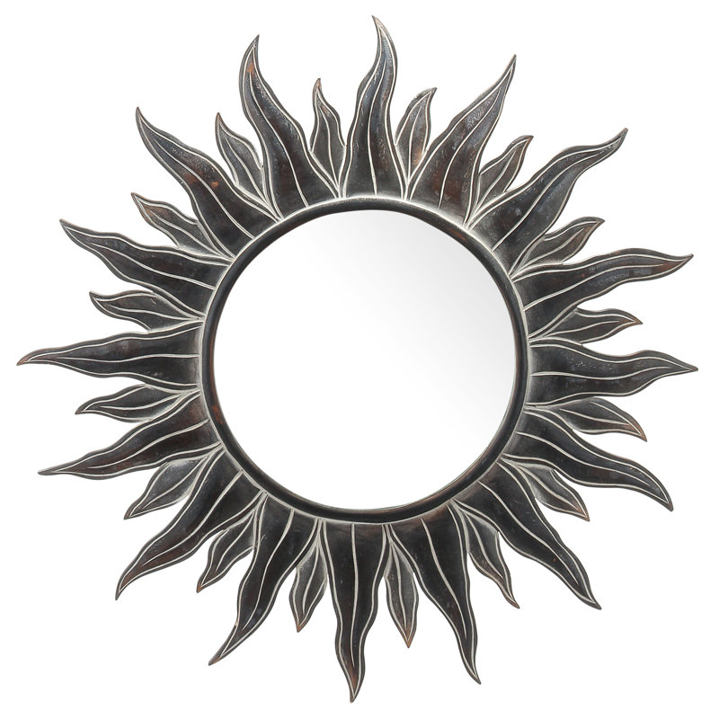 Bloomsbury Market Rosario Antiqued Sun Accent Wood Wall Mirror Wayfair